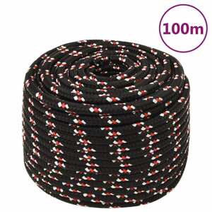 vidaXL Lodné lano čierne 12 mm 100 m polypropylén