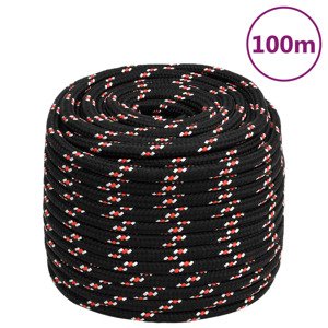 vidaXL Lodné lano čierne 16 mm 100 m polypropylén