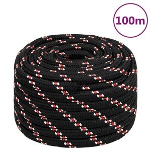 vidaXL Lodné lano čierne 20 mm 100 m polypropylén