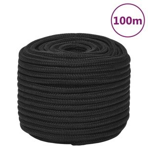 vidaXL Lodné lano čierne 12 mm 100 m polypropylén