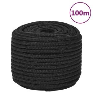 vidaXL Lodné lano čierne 14 mm 100 m polypropylén