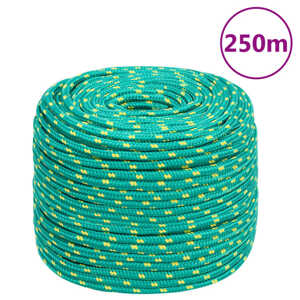 vidaXL Lodné lano zelené 10 mm 250 m polypropylén