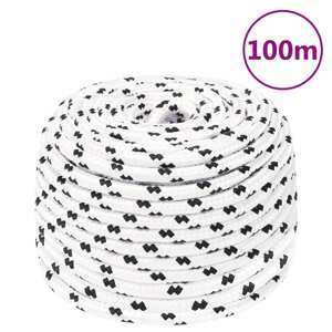 vidaXL Pracovné lano biele 10 mm 100 m polyester