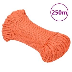 vidaXL Pracovné lano oranžové 8 mm 250 m polypropylén