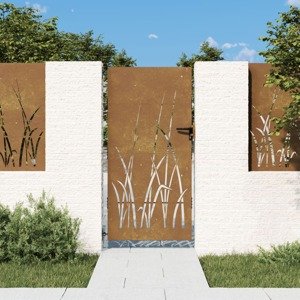 vidaXL Záhradná brána 85x200 cm kortenová oceľ dizajn trávy