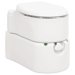 vidaXL Integrované kempingové WC biele 24+17 l HDPE a oceľ