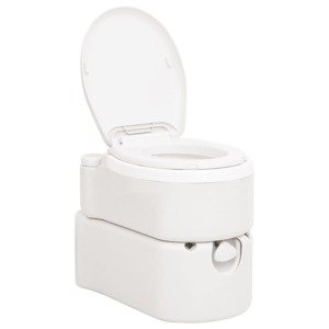 vidaXL Integrované kempingové WC biele 24+17 l HDPE a PP