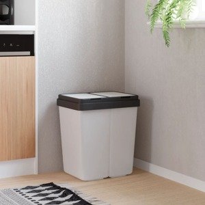 vidaXL Dvojitý kôš biely 2x25 l