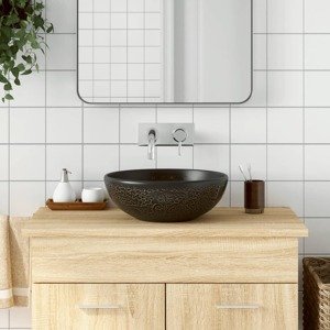 vidaXL Umývadlo na dosku čierne okrúhle Φ41x14 cm keramické