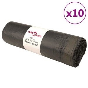 vidaXL Vrecia na odpadky so šnúrkami 250 ks čierne 120 l