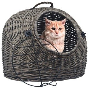 vidaXL Prepravka pre mačku sivá 60x45x45 cm prírodná vŕba
