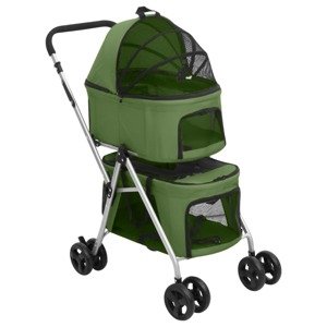 vidaXL 2-vrstvový skladací kočík pre psa zelený 83x48x97 cm tkanina