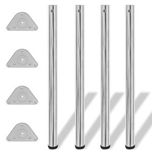 vidaXL Výškovo nastaviteľné stolové nohy, 4ks, chrómované, 870 mm