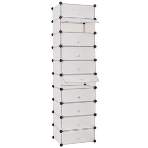 vidaXL Botník s 10 priehradkami a s dvierkami, biely