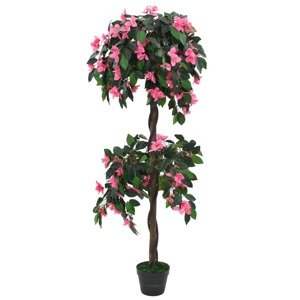 vidaXL Umelá rastlina, rododendrón s kvetináčom 155 cm zelená a ružová