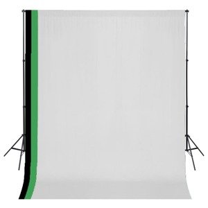vidaXL Fotografické vybavenie, 3 pozadia, bavlna,nastaviteľný rám 3x3m