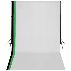 vidaXL Fotografické vybavenie, 3 pozadia, bavlna,nastaviteľný rám 3x5m
