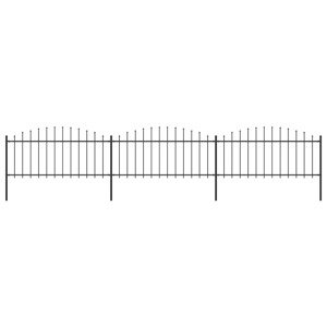 vidaXL Záhradný plot s hrotmi, oceľ (0,5-0,75)x5,1 m, čierny