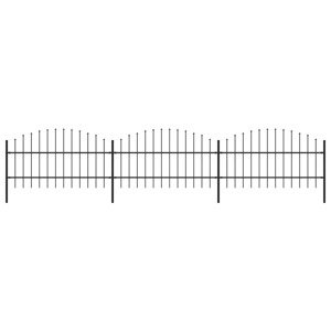 vidaXL Záhradný plot s hrotmi, oceľ (0,75-1)x5,1 m, čierny