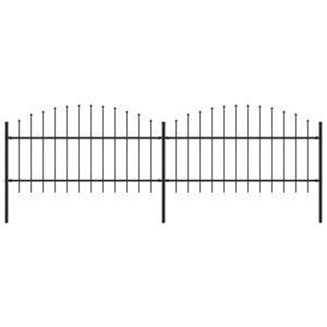 vidaXL Záhradný plot s hrotmi, oceľ (1-1,25)x3,4 m, čierny