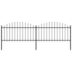 vidaXL Záhradný plot s hrotmi, oceľ (1,25-1,5)x3,4 m, čierny