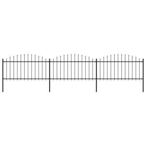 vidaXL Záhradný plot s hrotmi, oceľ (1,25-1,5)x5,1 m, čierny