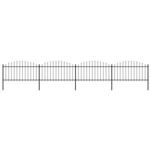 vidaXL Záhradný plot s hrotmi, oceľ (1,25-1,5)x6,8 m, čierny