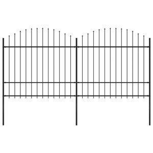 vidaXL Záhradný plot s hrotmi, oceľ (1,5-1,75)x3,4 m, čierny