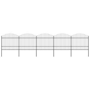 vidaXL Záhradný plot s hrotmi, oceľ (1,5-1,75)x8,5 m, čierny