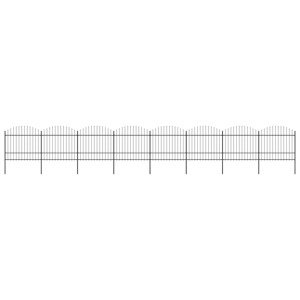 vidaXL Záhradný plot s hrotmi, oceľ (1,5-1,75)x13,6 m, čierny