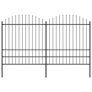 vidaXL Záhradný plot s hrotmi, oceľ (1,75-2)x3,4 m, čierny