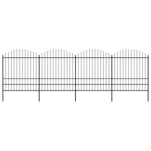 vidaXL Záhradný plot s hrotmi, oceľ (1,75-2)x6,8 m, čierny