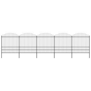 vidaXL Záhradný plot s hrotmi, oceľ (1,75-2)x8,5 m, čierny