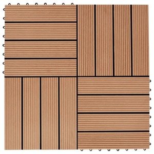 vidaXL Podlahové dlaždice 22 ks, 30x30 cm, 2 m2, WPC, tíková farba