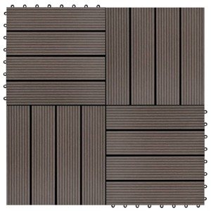 vidaXL Podlahové dlaždice 22 ks, 30x30 cm, 2 m2, WPC, tmavohnedé
