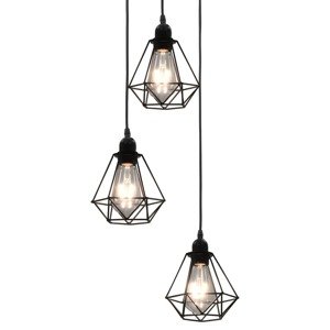 vidaXL Stropná lampa s diamantovým dizajnom, čierna 3 x E27 žiarovky