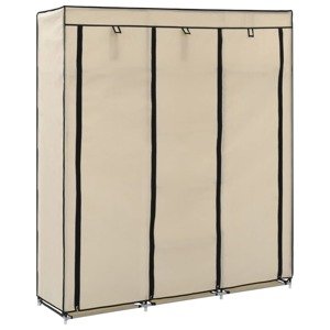 vidaXL Šatník s priehradkami a tyčami krémový látkový 150x45x175 cm
