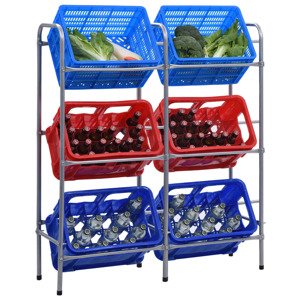 vidaXL Skladovací regál na 6 prepraviek strieborný 96x33x116 cm oceľ