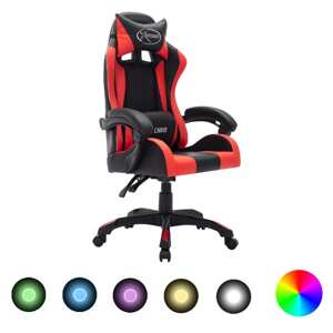 vidaXL Herná stolička s RGB LED svetlami červeno-čierna umelá koža