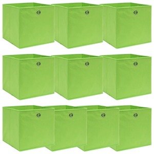 vidaXL Úložné boxy 10 ks, zelené 32x32x32 cm, látka