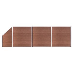 vidaXL WPC plot, 3 štvorcové + 1 zošikmený diel 619x186 cm, hnedý