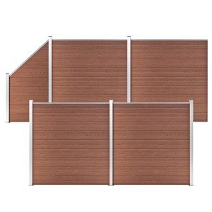 vidaXL WPC plot, 4 štvorcové + 1 zošikmený diel 792x186 cm, hnedý