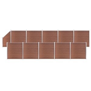 vidaXL WPC plot, 10 štvorcových + 1 zošikmený diel 1830x186 cm, hnedý