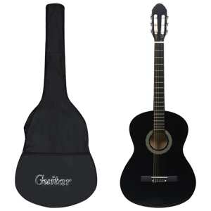vidaXL Klasická gitara pre začiatočníkov s taškou čierna 4/4 39"