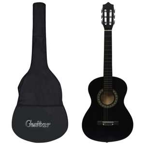 vidaXL Klasická gitara pre začiatočníkov deti s taškou čierna 1/2 34"