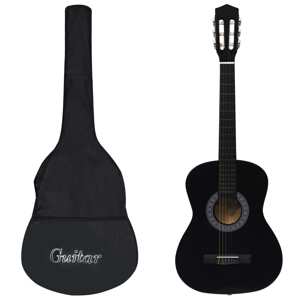 vidaXL Klasická gitara pre začiatočníkov s taškou čierna 3/4 36"