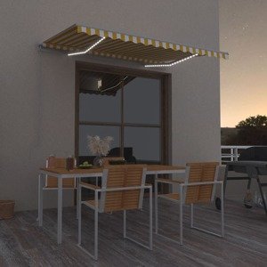 vidaXL Ručne zaťahovacia markíza s LED 300x250 cm žlto-biela