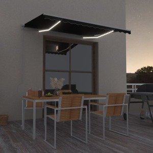 vidaXL Ručne zaťahovacia markíza s LED 300x250 cm antracitová