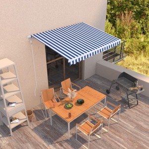 vidaXL Automaticky zaťahovacia markíza 300x250 cm modrá a biela