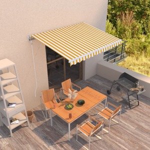 vidaXL Automaticky zaťahovacia markíza 300x250 cm žltá a biela